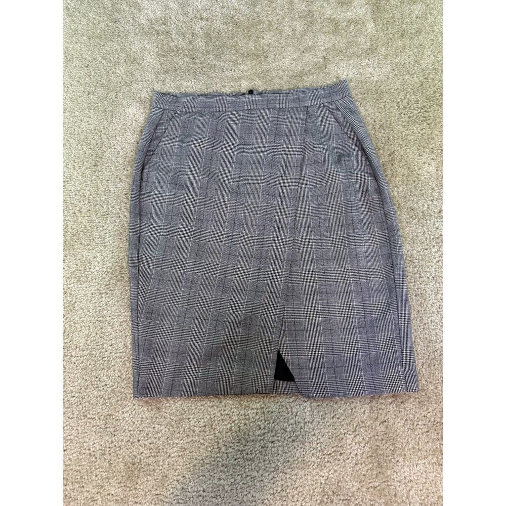 Banana Republic Pencil Skirt Women Size 4 Stretch Black Houndstooth D525